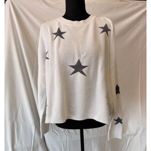 Calvin Klein White Oversized Stars Knit Sweater Size M